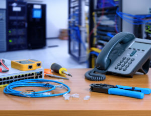 device for network system on table. network gigabit switch, crim